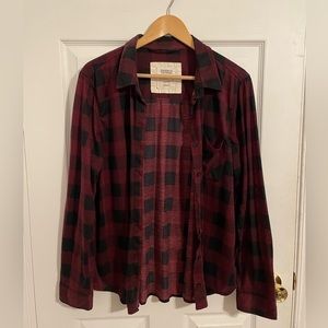 Bluenotes XL Red/Black Plaid Button Up